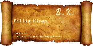 Billig Kinga névjegykártya